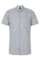 Bedrucktes Slim-Fit Hemd aus elastischer Baumwolle, Weiß