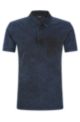 Stonewashed-cotton polo shirt with chest pocket, Dark Blue