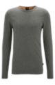 Slim-fit long-sleeved T-shirt in waffle cotton, Light Grey