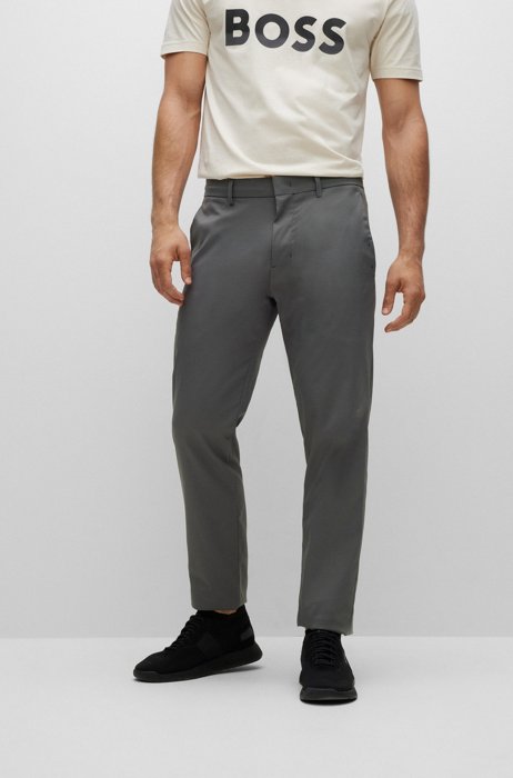 Slim-fit trousers in water-repellent twill, Dark Grey