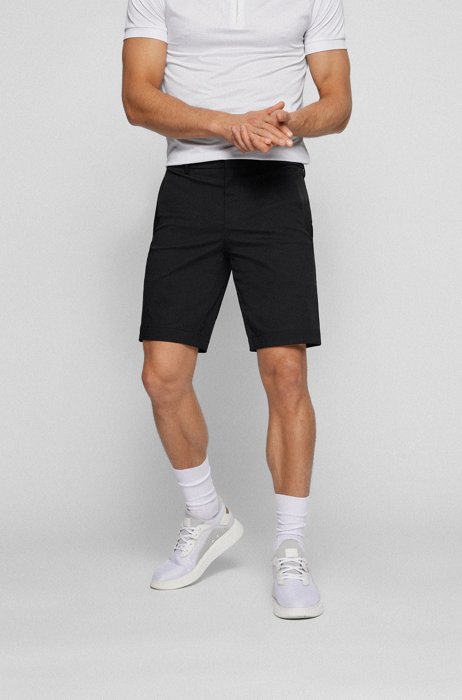 Slim-fit shorts met regular-rise taille van een katoenmix , Zwart
