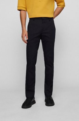 BOSS by HUGO BOSS Slim-fit Trousers In Cotton-blend Dobby in Black for Men Slacks and Chinos Casual trousers and trousers Mens Clothing Trousers 
