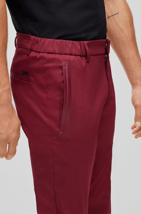 Slim-fit broek in een dobbygeweven katoenmix HUGO BOSS Heren Kleding Broeken & Jeans Broeken Slim & Skinny Broeken 