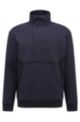 Cotton-blend quarter-zip sweatshirt with binding and branding, Dark Blue