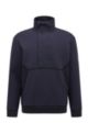 Cotton-blend quarter-zip sweatshirt with binding and branding, Dark Blue