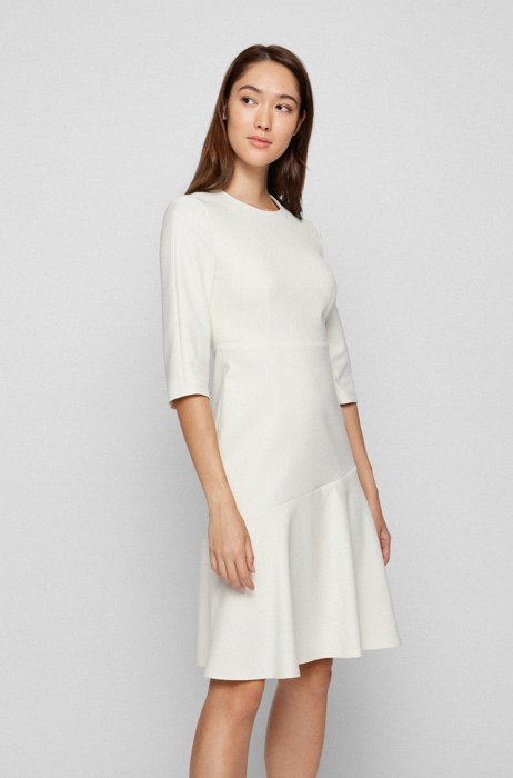 Cropped-sleeve dress with LENZING™ ECOVERO™, White