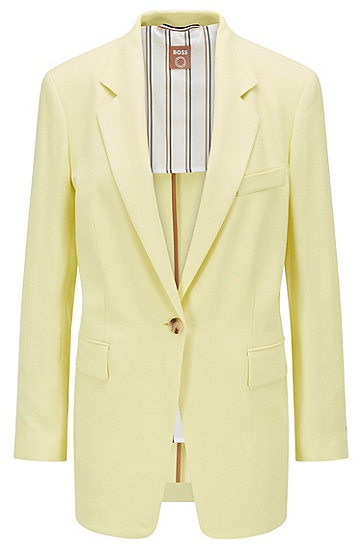 BOSS 博斯飘逸斜纹布宽松版型单排扣夹克外套,  721_Medium Yellow