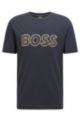 T-shirt regular fit in jersey di cotone con grafica con logo, Blu scuro