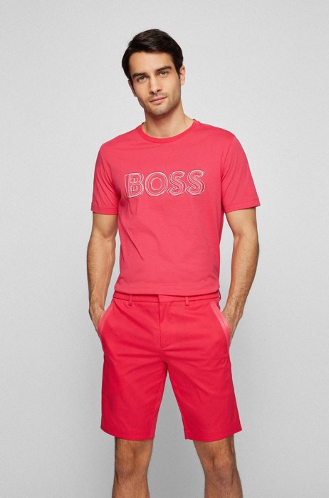 Regular-fit T-shirt van katoenen jersey met logo-artwork, Pink