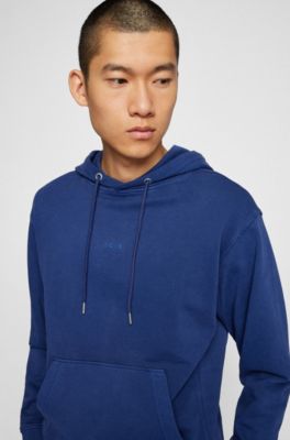 BOSS - Garment-dyed cotton-terry hoodie with tonal logo