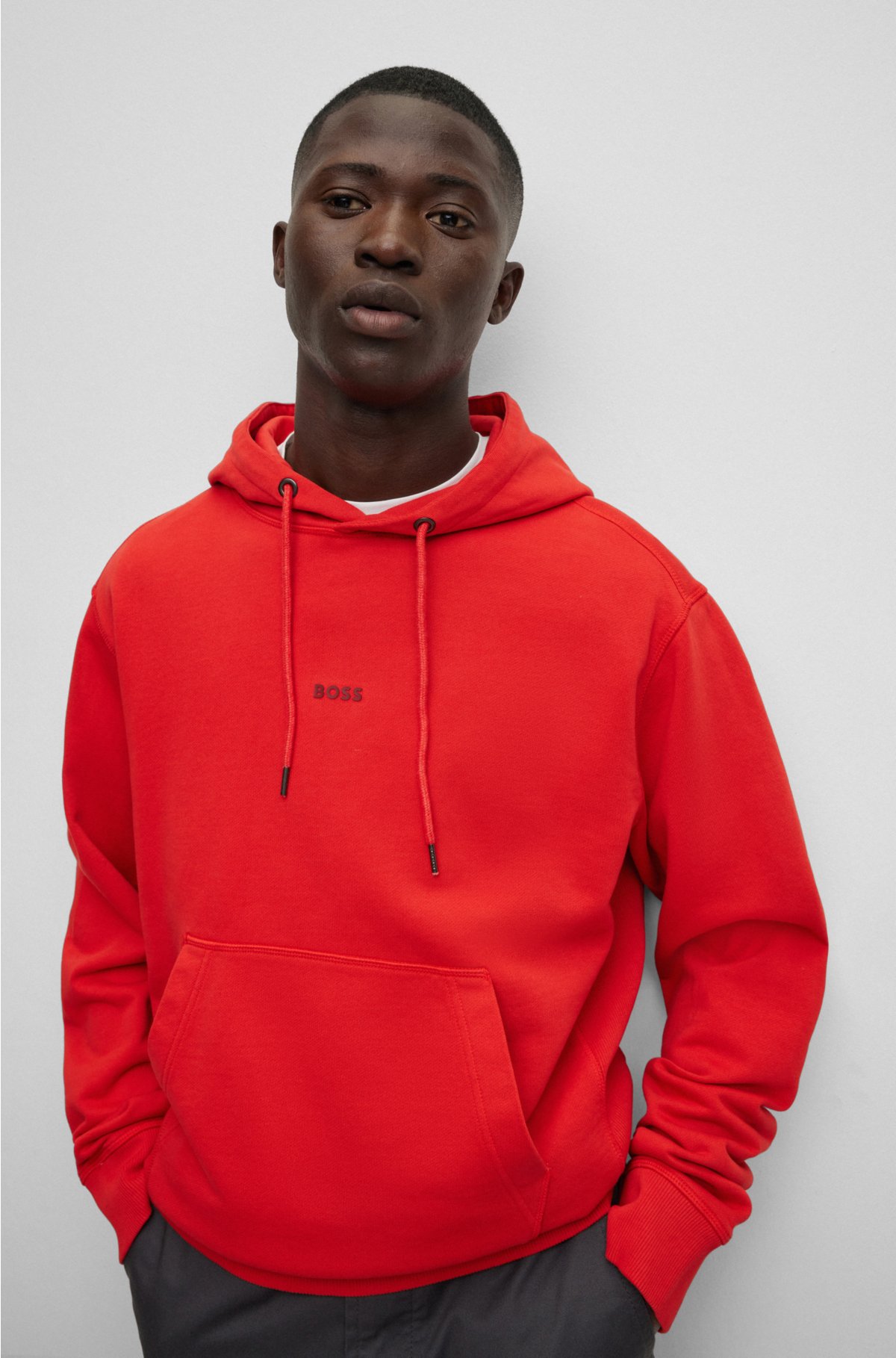 frygt tyfon Uheldig BOSS - Garment-dyed cotton-terry hoodie with tonal logo