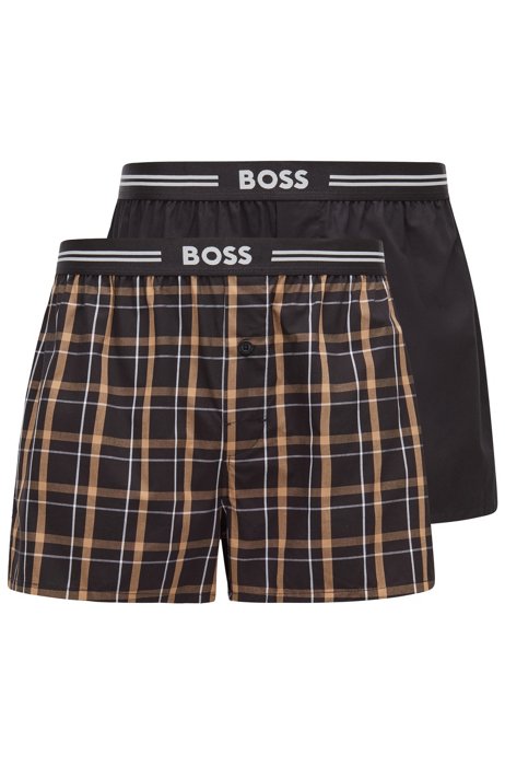 Pyjama-Shorts aus Baumwoll-Popeline im Zweier-Pack, Schwarz