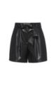 Relaxed-fit shorts in faux leather with tie belt, Black