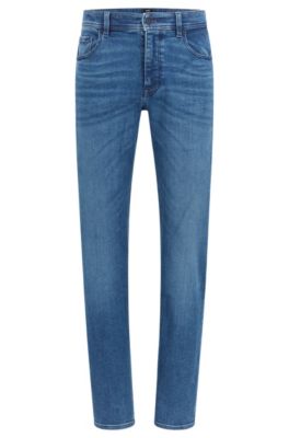 BOSS - Relaxed-fit jeans in dark-blue comfort-stretch denim