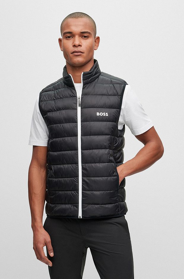  Water-repellent gilet with logo detail, Black