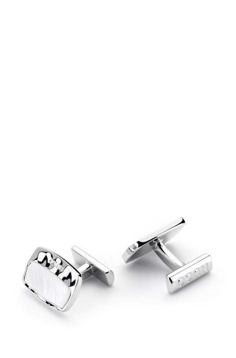 Logo cufflinks with mother-of-pearl insert, Silver
