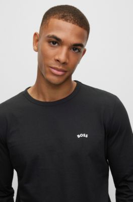 BOSS - Organic-cotton T-shirt with curved logo
