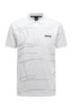 Stretch-cotton polo shirt with light-sensitive geometric artwork, White