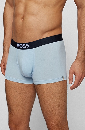 BOSS 博斯棉质莫代尔混纺弹力面料徽标装饰裤腰短裤,  455_Light/Pastel Blue