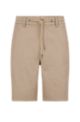 Tapered-fit shorts in cotton-linen twill, Light Beige