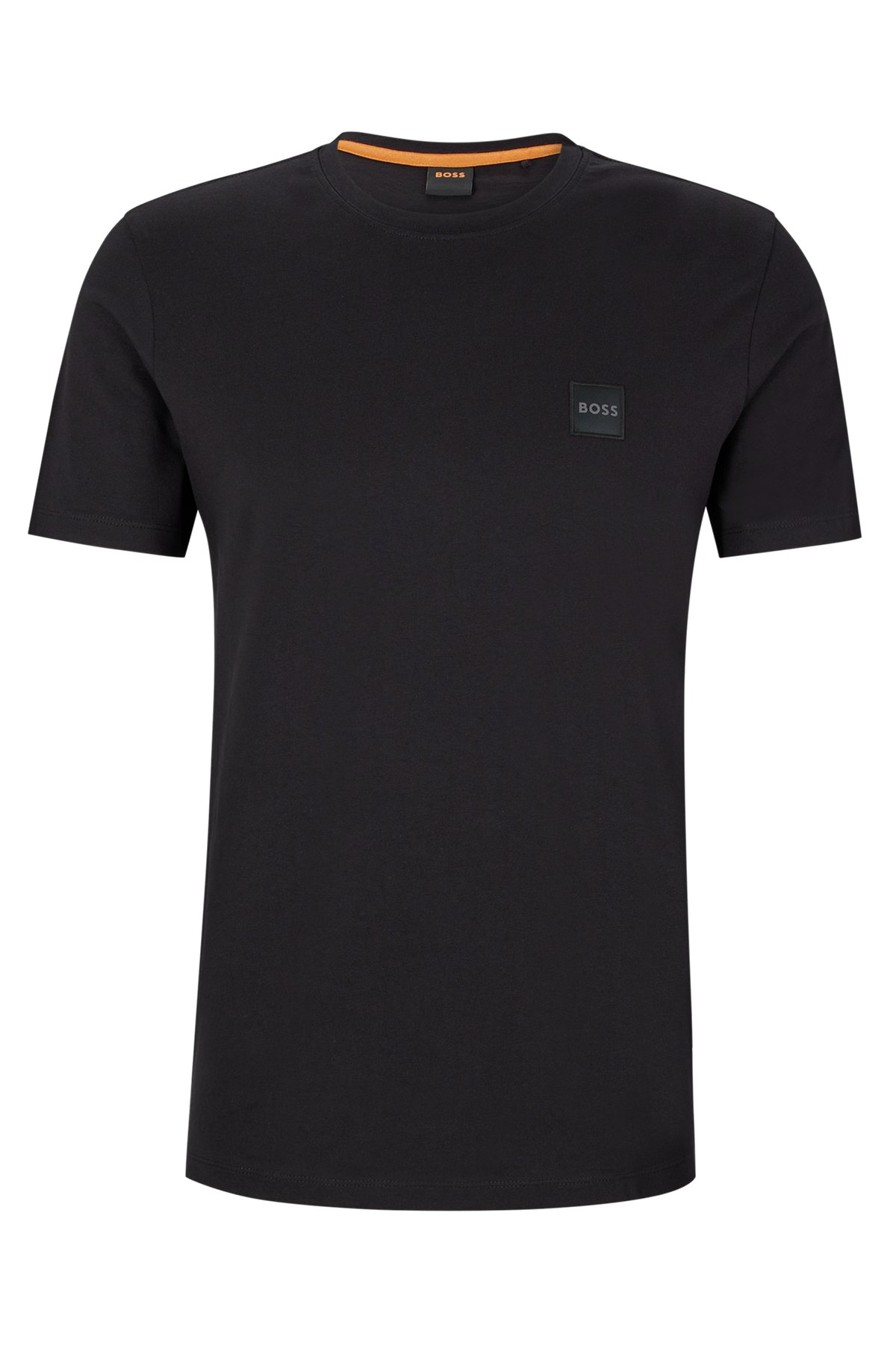 Relaxed-fit T-shirt in cotton jersey with logo patch, Black