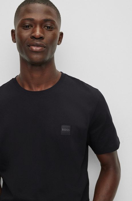 BOSS Herren Tales Relaxed-Fit T-Shirt aus Baumwoll-Jersey mit Logo-Aufnäher 