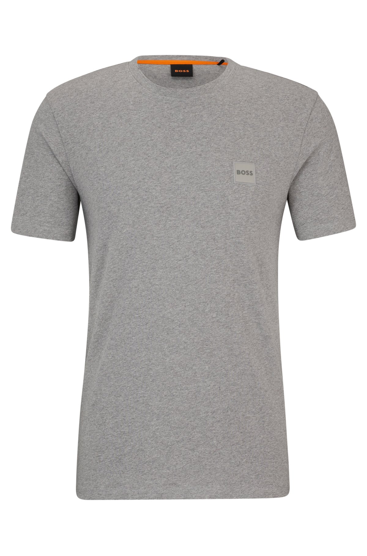 T-shirt Relaxed Fit en jersey de coton avec patch logo, Gris chiné