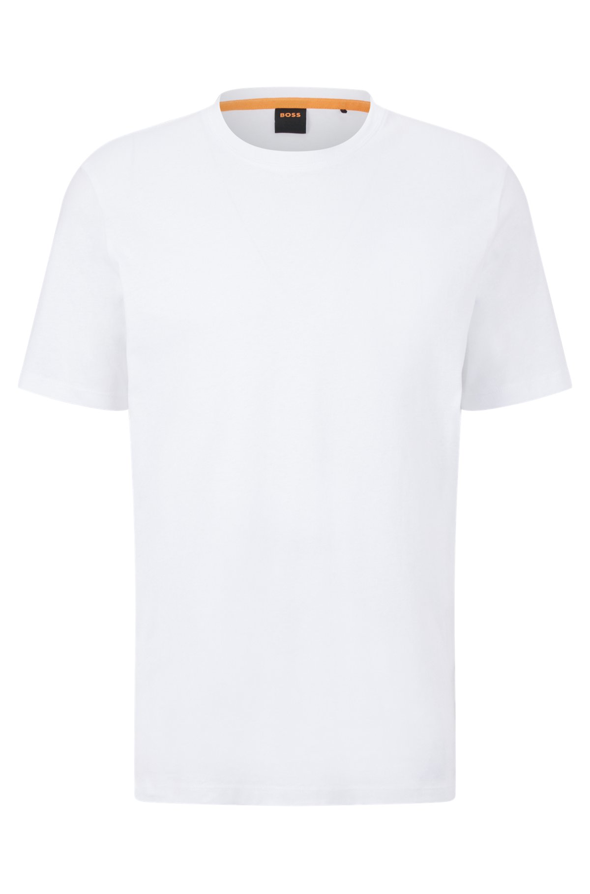 Camiseta relaxed fit de punto de algodón con parche de logo, Blanco