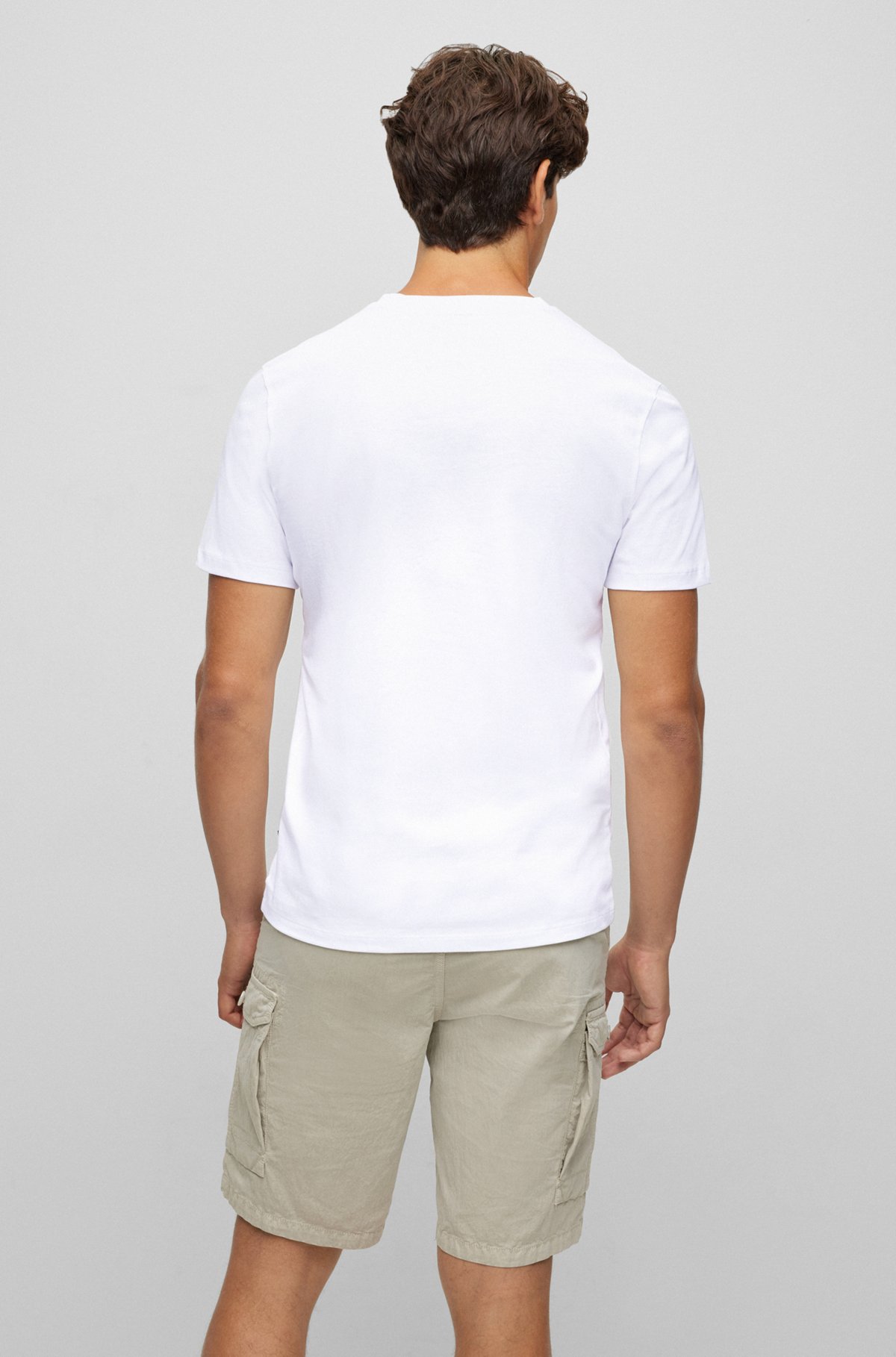 Relaxed-Fit T-Shirt aus Baumwoll-Jersey mit Logo-Aufnäher, Weiß