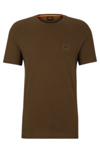 Relaxed-Fit T-Shirt aus Baumwoll-Jersey mit Logo-Aufnäher, Dunkelgrün
