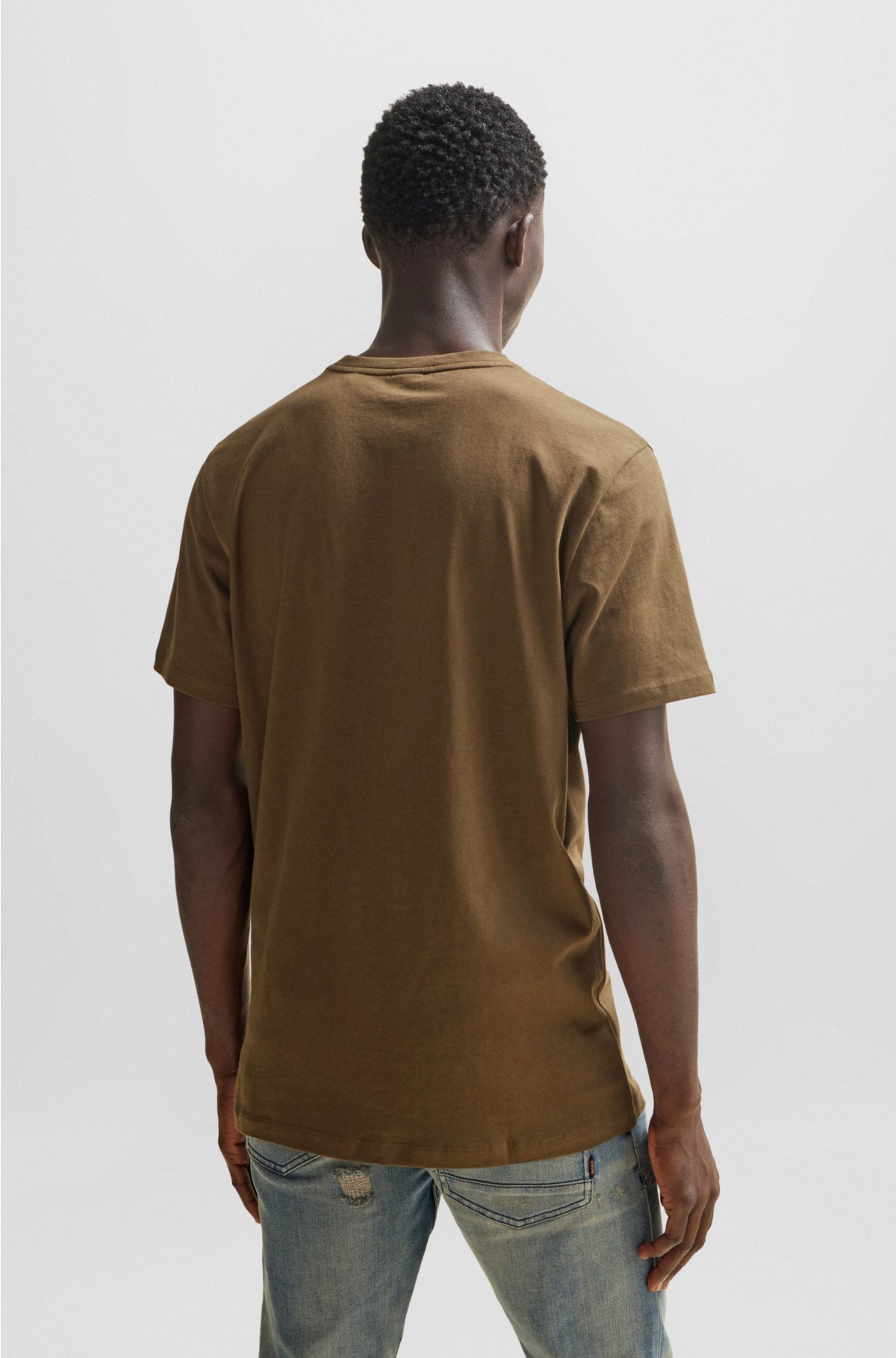 Relaxed-fit T-shirt in cotton jersey with logo patch, Dark Green