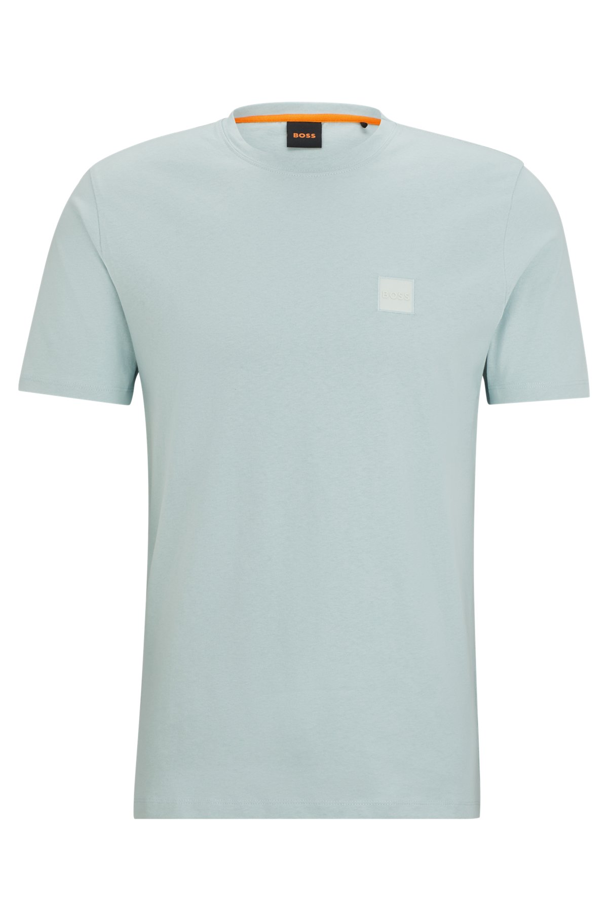 Relaxed-Fit T-Shirt aus Baumwoll-Jersey mit Logo-Aufnäher, Hellblau