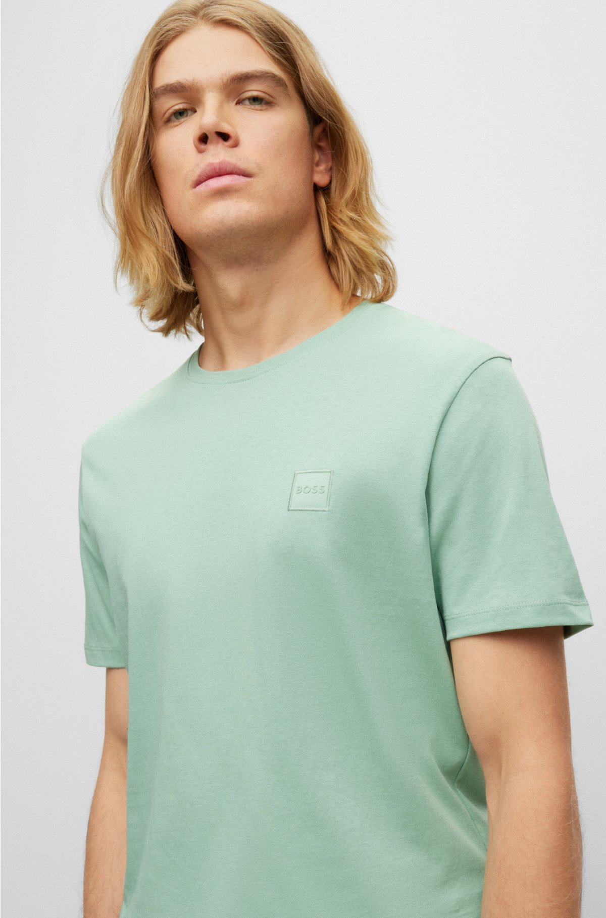pin berolige Spænde BOSS - Relaxed-fit T-shirt in cotton jersey with logo patch