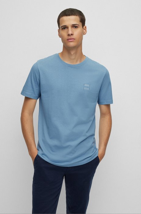 Relaxed-fit T-shirt van katoenjersey met logopatch, Lichtblauw