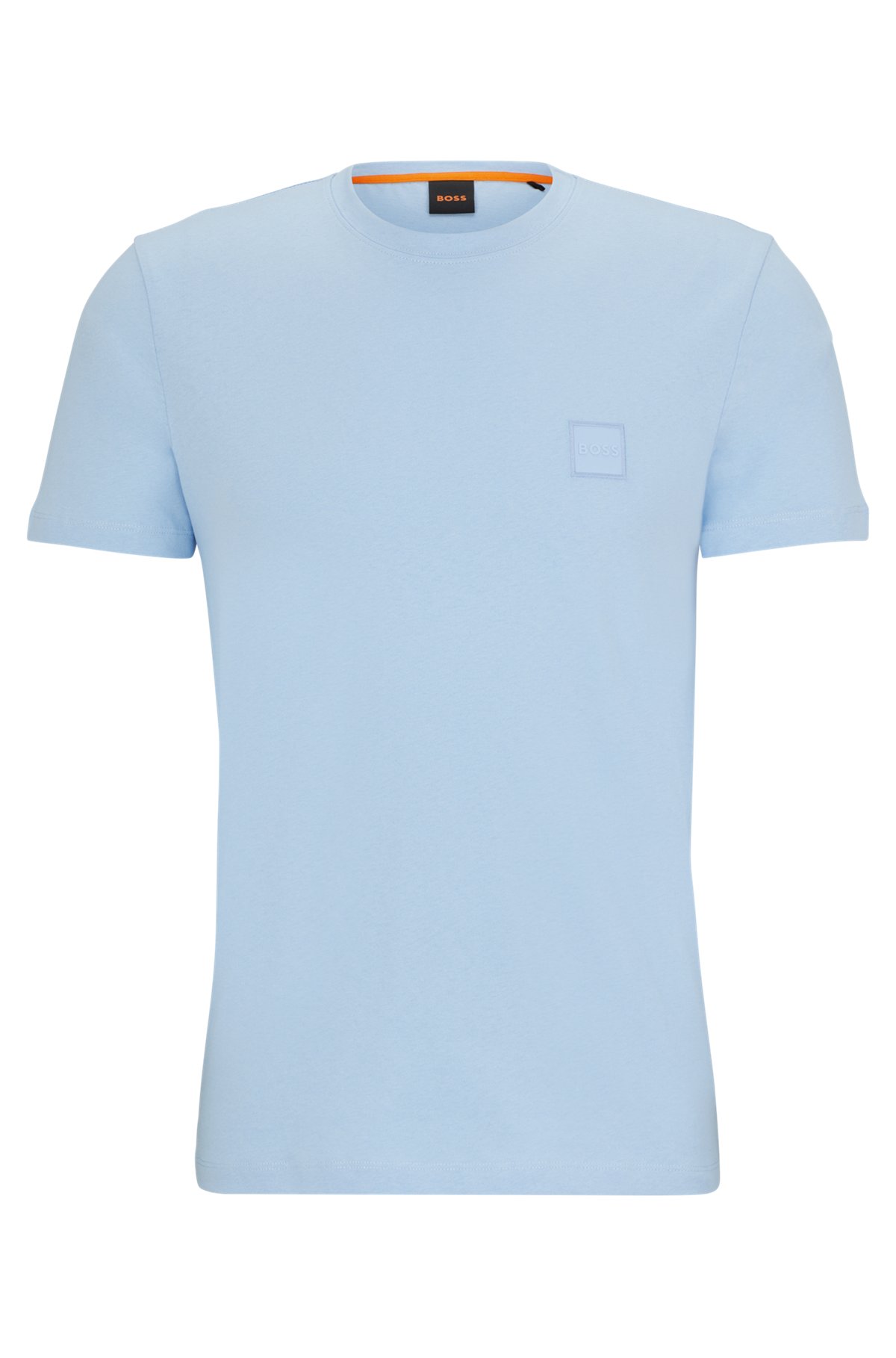 Relaxed-fit T-shirt in cotton jersey with logo patch, Light Blue