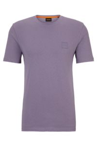Relaxed-Fit T-Shirt aus Baumwoll-Jersey mit Logo-Aufnäher, Lila