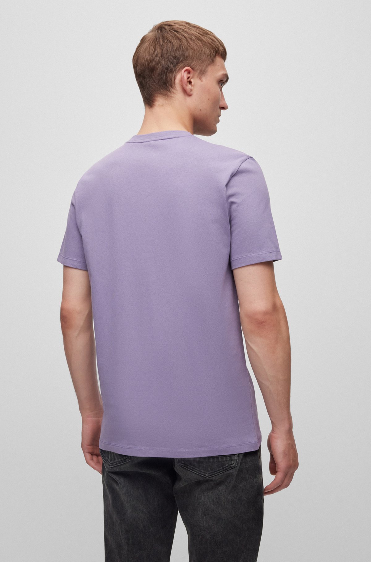 Relaxed-fit T-shirt in cotton jersey with logo patch, Purple