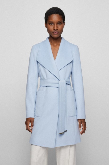 Relaxed-fit coat in virgin wool and cashmere, Light Blue