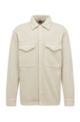 Relaxed-fit shirt in cotton Terry with tonal logo, Light Beige