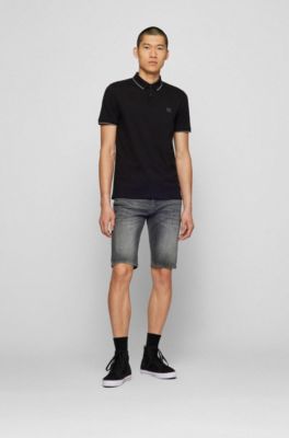 BOSS Stretchcotton slimfit polo shirt with logo patch