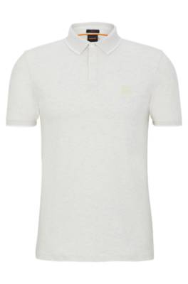 Hugo Boss Stretch-cotton Slim-fit Polo Shirt With Logo Patch In White