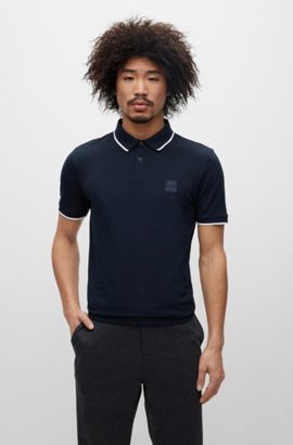 BOSS - Slim-fit polo shirt with branded details and S.Café