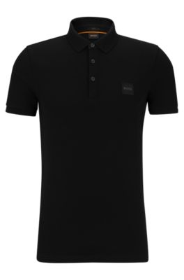 BOSS Stretch cotton slim fit polo shirt with logo patch