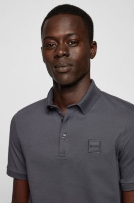 BOSS Stretchcotton slimfit polo shirt with logo patch