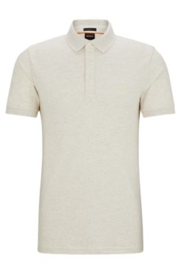 Hugo Boss Stretch-cotton Slim-fit Polo Shirt With Logo Patch In Light Beige