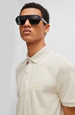 BOSS Stretchcotton slimfit polo shirt with logo patch