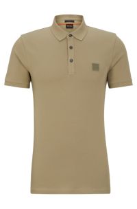 shirt Stretch-cotton with slim-fit polo - logo patch BOSS
