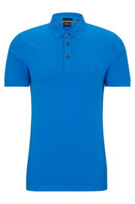 HUGO BOSS STRETCH-COTTON SLIM-FIT POLO SHIRT WITH LOGO PATCH