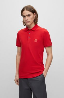 BOSS Stretchcotton slimfit polo shirt with logo patch