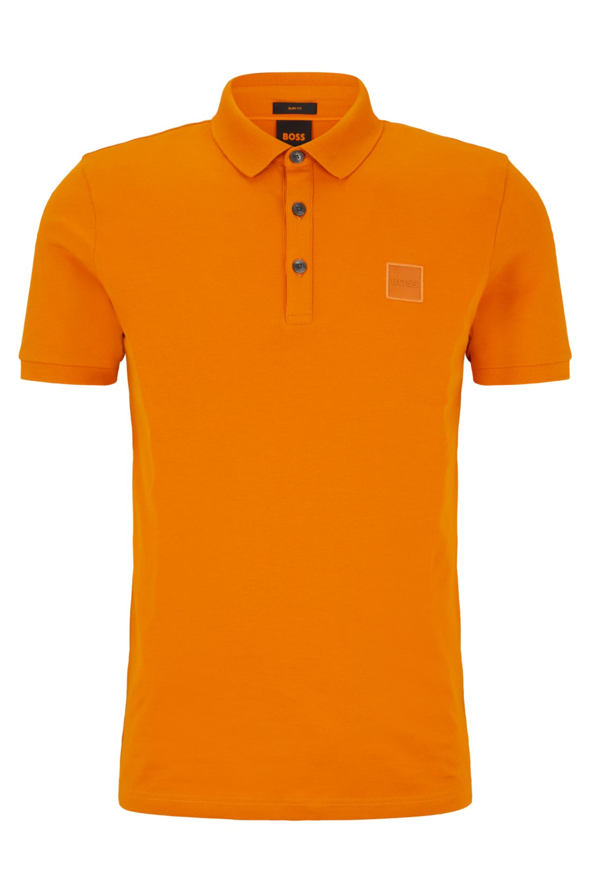 dwaas Brouwerij als BOSS - Stretch-cotton slim-fit polo shirt with logo patch